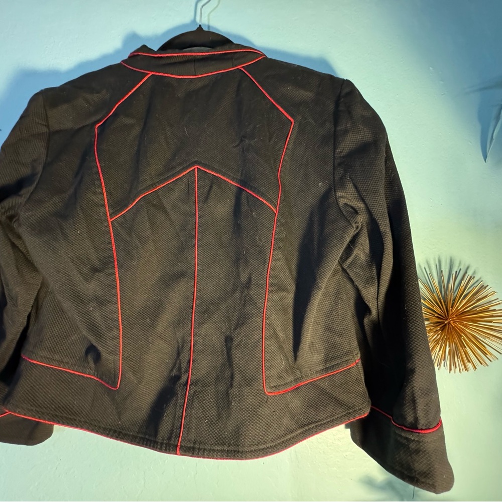 VINTAGE CORDUROY JACKET Women's Black Jacket with Red Trim.